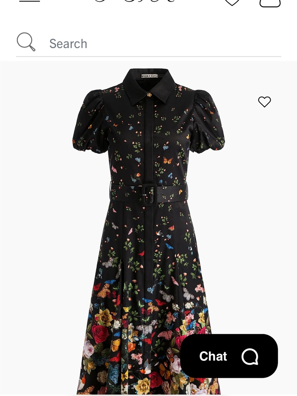 Alice + Olivia Black Floral & Butterfly Belted Puff-Sleeve Maxi Dress - Picture 6 of 6